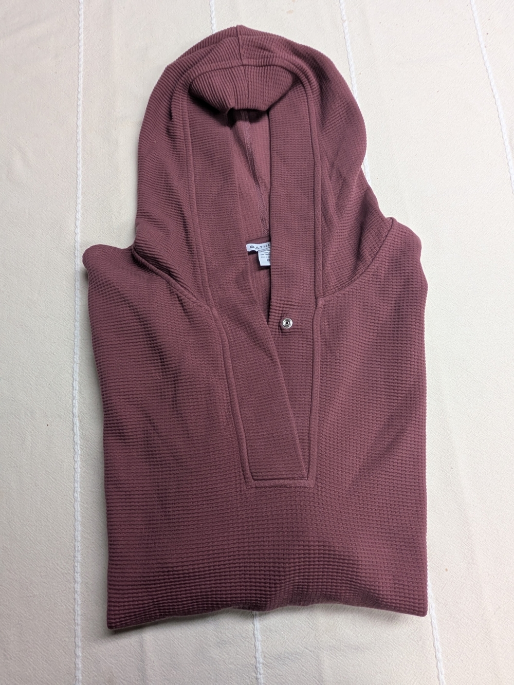 ATHLETA Women's Coaster Luxe Waffle Hoodie Knit Pullover Sweatshirt - Dusty Rose